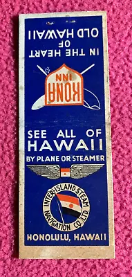 1939 HAWAIIAN MATCHBOX COVER Island HAWAII Aviation STEAMER Plane KONA INN Inter • $49.49