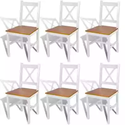 VidaXL Dining Chairs 6 Pcs White Pinewood SP • $630.19