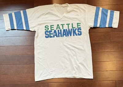 Seattle Seahawks Jersey Vtg T Shirt Logo 7 80s White Tee XL? EUC See Pic 4 Measr • $42.40