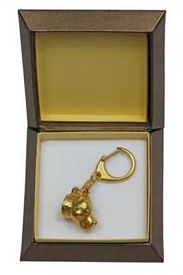 Amstaff - Gold Covered Keyring With Image Of A Dog In Box Art Dog AU • $127.11