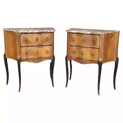 Pair Of French Marble Top Nightstands Louis XV • $1895