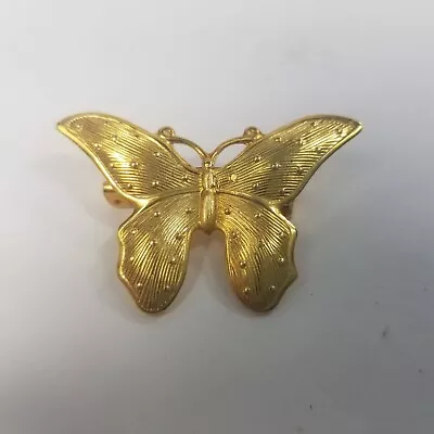 Vintage Gold Tone Textured Butterfly Brooch Pin • $14.99