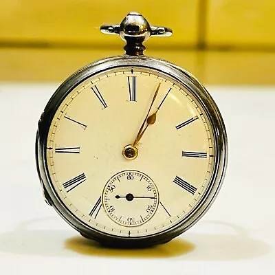 1881 Pocket Watch Mechanical Mens Sterling Silver Not Working Spares Repairs • £69.99