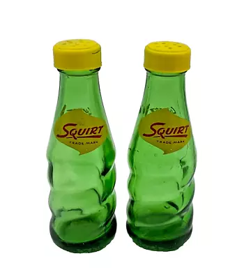 Squirt Salt And Pepper Shaker Glass Bottle Logo 4.5” Vintage Soda Pop • $7.99