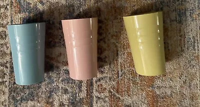 Set Of 3 Vintage Melmac Mallo-Ware Mallory 27 Tumblers Cups Glasses Pastel USA • $4.99