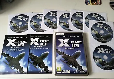 X-Plane 10 Flight Simulator Global Aerosoft PC Mac DVD ROM 2011 8 Disc Tin Apple • £15