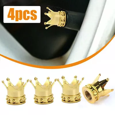 4X Gold Crown Car Truck Tire Air Valve Stem Cover Caps Wheel Rims Accessories • $4.71