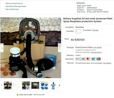 Battery Supplied Air Fed Mask Advanced Paint Spray Respirator Protection System • $392.70