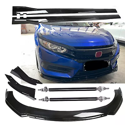 Glossy Black For Honda Civic Type R Front Bumper Lip Body Kit Spoiler Splitter • $129.99