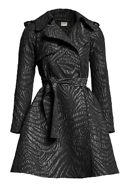 Lanvin For H&m Rare Black Wool Mix Zebra Trench Coat Uk 8 Eu 34 Us 4 Small Bnwt • $199.12