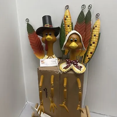 Retired Vtg Home Interiors Thanksgiving Mr & Mr Turkey Pumpkin Cake Decoration • $27.79