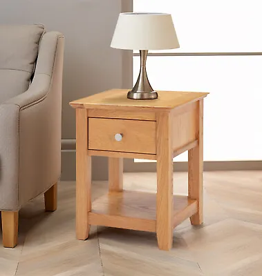 Compact Oak Side Table | Wooden End/Lamp Table | Bedside Cabinet | Nightstand • £80.99