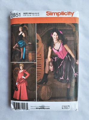 $4.99 • Buy Saloon Girl Can Can Dancer Costume Sewing Pattern Misses' XS-M Simplicity 2851