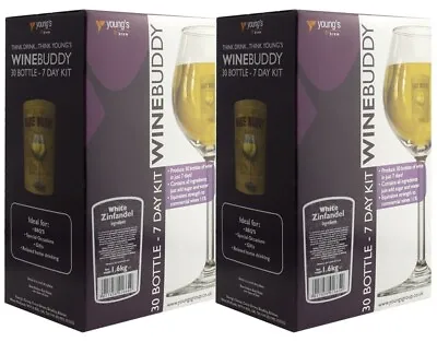 2 X Youngs WineBuddy White Zinfandel  Home Brew Wine Making Kit 60 Bottle  • £54.95