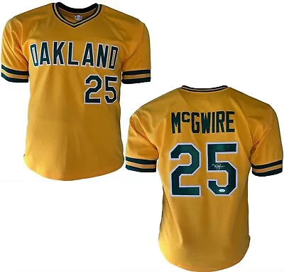 Mark McGwire Signed Oakland Gold Pro Style Baseball Jersey (JSA) • $199.95
