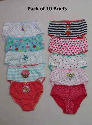 Girls 10 PACK M&S Marks & Spencer Pink Floral Disney Print Full Briefs Knickers • £8.99