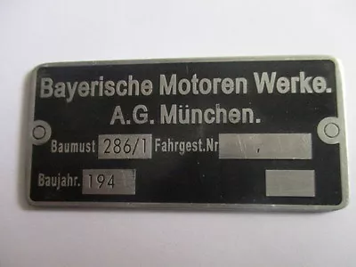 Nameplate BMW R75 Side Car 286/1 Wehrmacht Ww 2.WK S90 Motorcycle Krad • $34.25