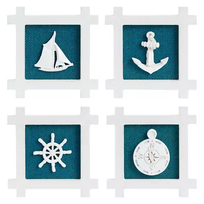 $22.99 • Buy 4x Coastal Hanging Nautical Wall Decor For Beach Theme Bathroom & Home 5.9x5.9 