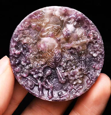 50.8*50.8*8mm Natural Purple Lepidolite Quartz Crystal Gemstone Pendant AAA • $1.36