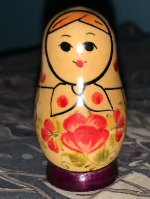 Vintage Russian Nesting Babushka Matryoshka Hand Paint Wooden Dolls Set 3 Piece • $19