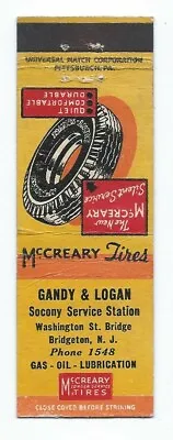 McCREARY TIRES Matchcover Matchbook - GANDY & LOGAN - BRIDGETON NEW JERSEY • $4.99