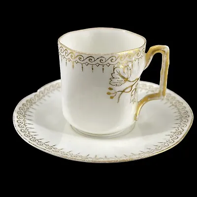 Antique Limoges T.V. Tressemann & Vogt Hand Painted Chocolate Tea Cup Saucer Set • $32.18