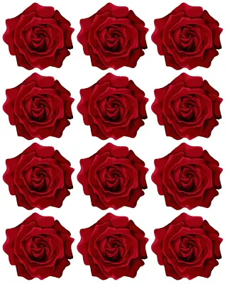 Edible Toppers & Décor For Cakes & Cupcakes -   Deep Red Roses Flowers • £2.75