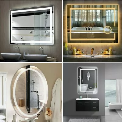 LED Illuminated Bathroom Mirror Wall Mount Vanity Mirror Anti-fog Touch Hardwire • $38.90