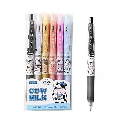 Cute Milky Cow Pens Retractable Gel Pens Black Gel Ink Pens 0.5mm Bullet Poin... • $15.66