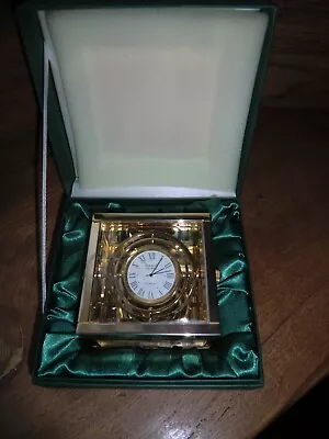 Sewills Captains Quartz Gimbol Mounted Desk Clock In Solid Brass Display Case • £90