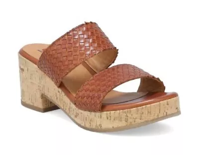 Miz Mooz Genna Woven Leather Chunky Cork Wedge Sandals Size US 9-9.5 EUR 40 NIB • $56.99