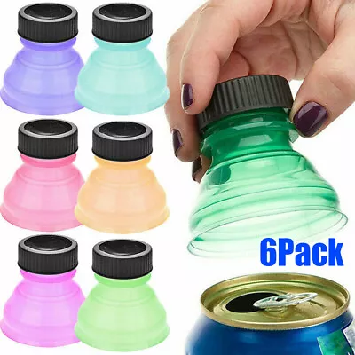 6PCS Caps Snap Bottle Top Can Cover Fizz Coke Drink Soda Lid Cap Reusable • £4.38