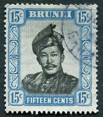 BRUNEI 1952-58 15c SG108 Used NG Sultan Omar Ali Saifuddin #B03 • $1.61