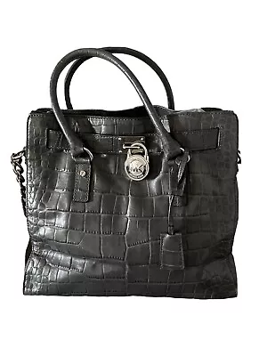 Michael Kors Croc Embossed Gray Large Hamilton Satchel/Tote Bag • $75