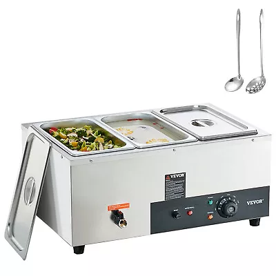 VEVOR Commercial 3*8 Qt Pan Bain Marie Electric Food Warmer Countertop Buffet • $174.99