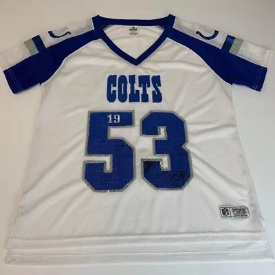 Victoria's Secret Jersey Womens Large Indianapolis Colts White Sequin 1953 Pink+ • $131.97