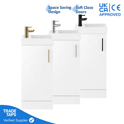 Free Standing Bathroom Vanity Single Door Basin Storage Cabinet Unit 400mm White • £79.95