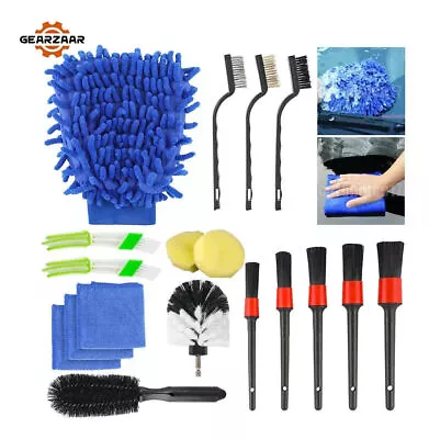 18Pcs Car Detailing Brush Kit Boar Hair Auto Interior Wheel Gap Cleaning Tool • $14.49