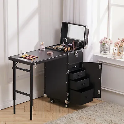 Rolling Artist Make Up Station Cosmetic Salon Hairdresser Trolley Case W/ Mirror • £279.95