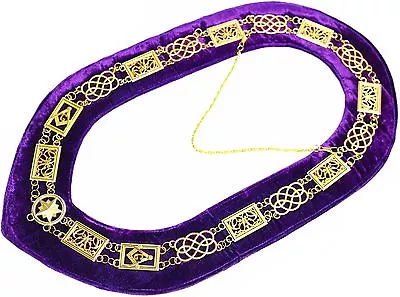 Masonic Regalia GRAND LODGE Metal Chain Collar PURPLE Backing DMR-100GP • $34.99