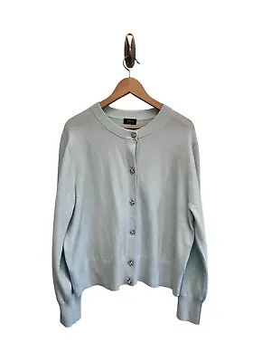 J. Crew Everyday 100% Cashmere Cardigan Sweater Jeweled Buttons 2X May Fit 1X • $38.97