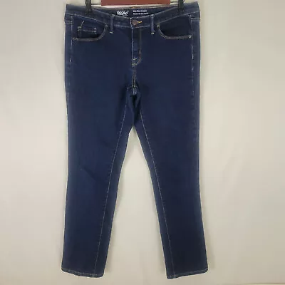 Mossimo Jeans Womens 12 Mid Rise Straight Leg Dark Wash Blue Denim W34xL30.5 • $14