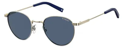 Polaroid 2082/S/X Unisex Sunglasses In Light Gold Navy/Polarized Blue Grey 49 Mm • $27.88