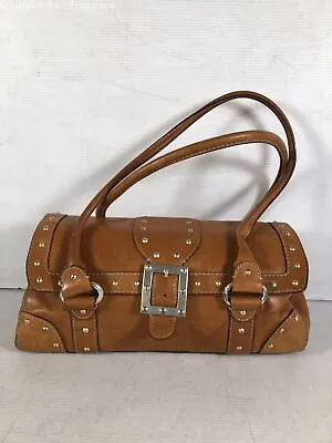 Michael Kors Womens Brown Leather Inner Pockets Studded Large Shoulder Bag • $19.99