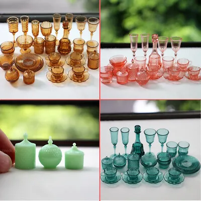 Miniatures Lot Dollhouse 1/6 Scale Wine Cups Dish Bottles Plastic Accessories • $7.99