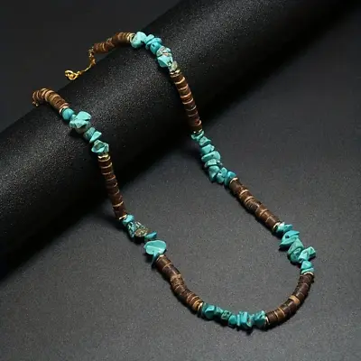 Fashion New Out Men's Bohemian Necklace Pine Stone Crushed Stone Coconut Shell M • $8