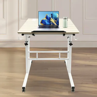 Mobile Stand Up Desk Mini Standing Table Adjustable W/ Wheels For Office Home • $51.01