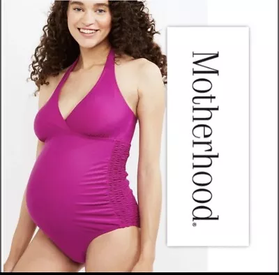 Motherhood Maternity Swimsuit One Piece Halter Purple Small NWT • $19.99