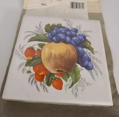 Assorted Fruit Ceramic Tile 4 In Vintage 4x4 DECO Daltile Trimtile 5060 NEW • $9.99