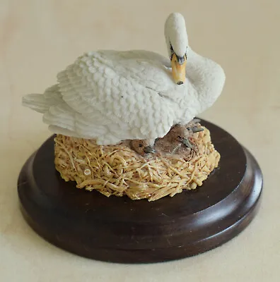 Country Artists England Swan And Cygnets Nest Ornament Plinth Langford 1990 • £5